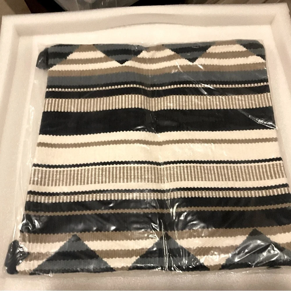 New West Elm Woven Stripe Pillow Cover, 20”, Cool Blue Multi, #2